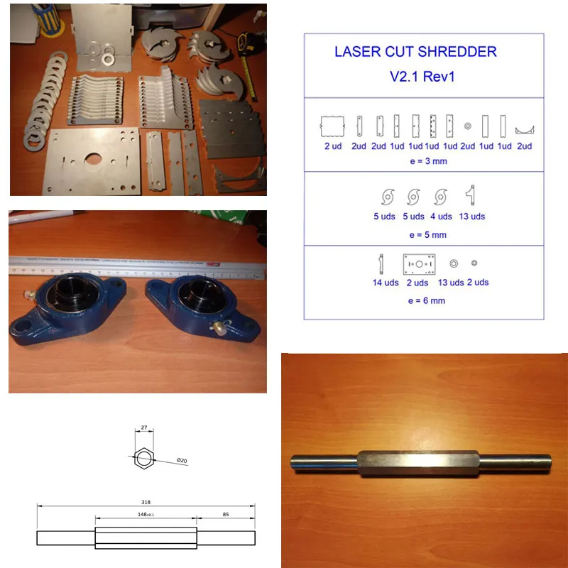 Piezas del kit de trituradora cortadas con láser